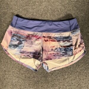 Lululemon Speed Up Short 2.5 Purple Pink Abstract Watercolor Running Shorts Sz 6